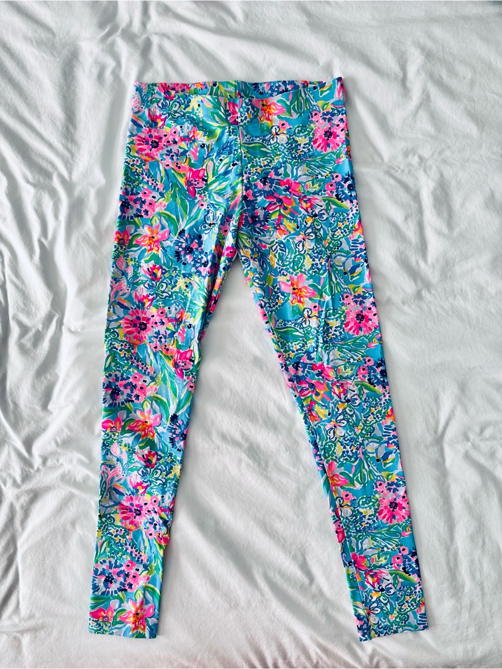 Lilly Pulitzer Blue Pink Floral Print Leggings